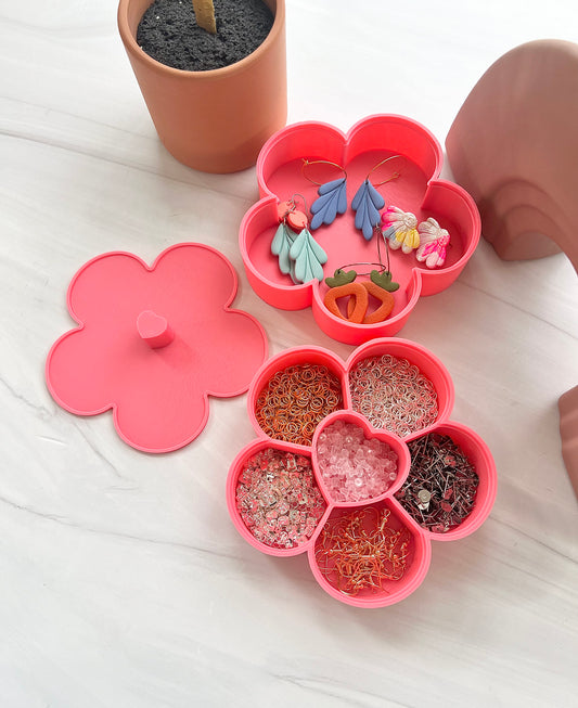 3D Printed Floral Design Storage Organizer with Lid