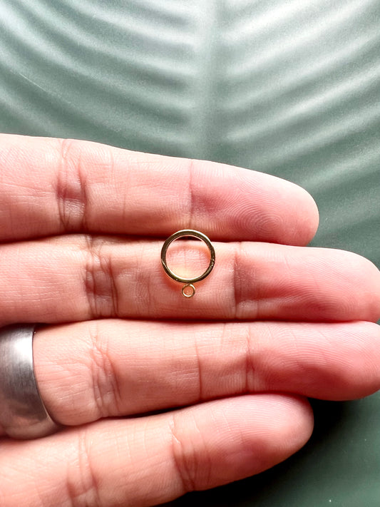 4pcs Gold Plated Circle Stud Posts with Connector