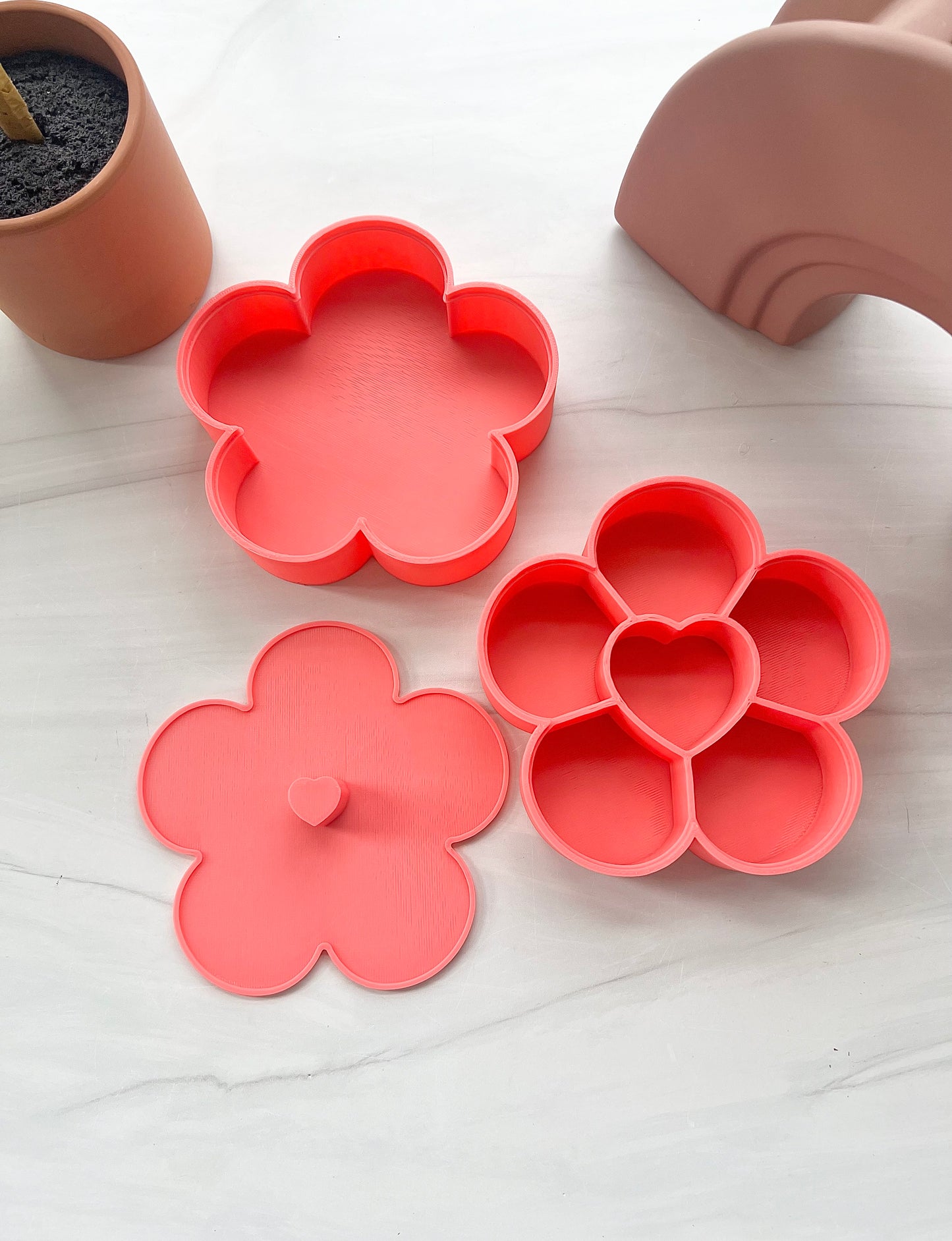 3D Printed Floral Design Storage Organizer with Lid