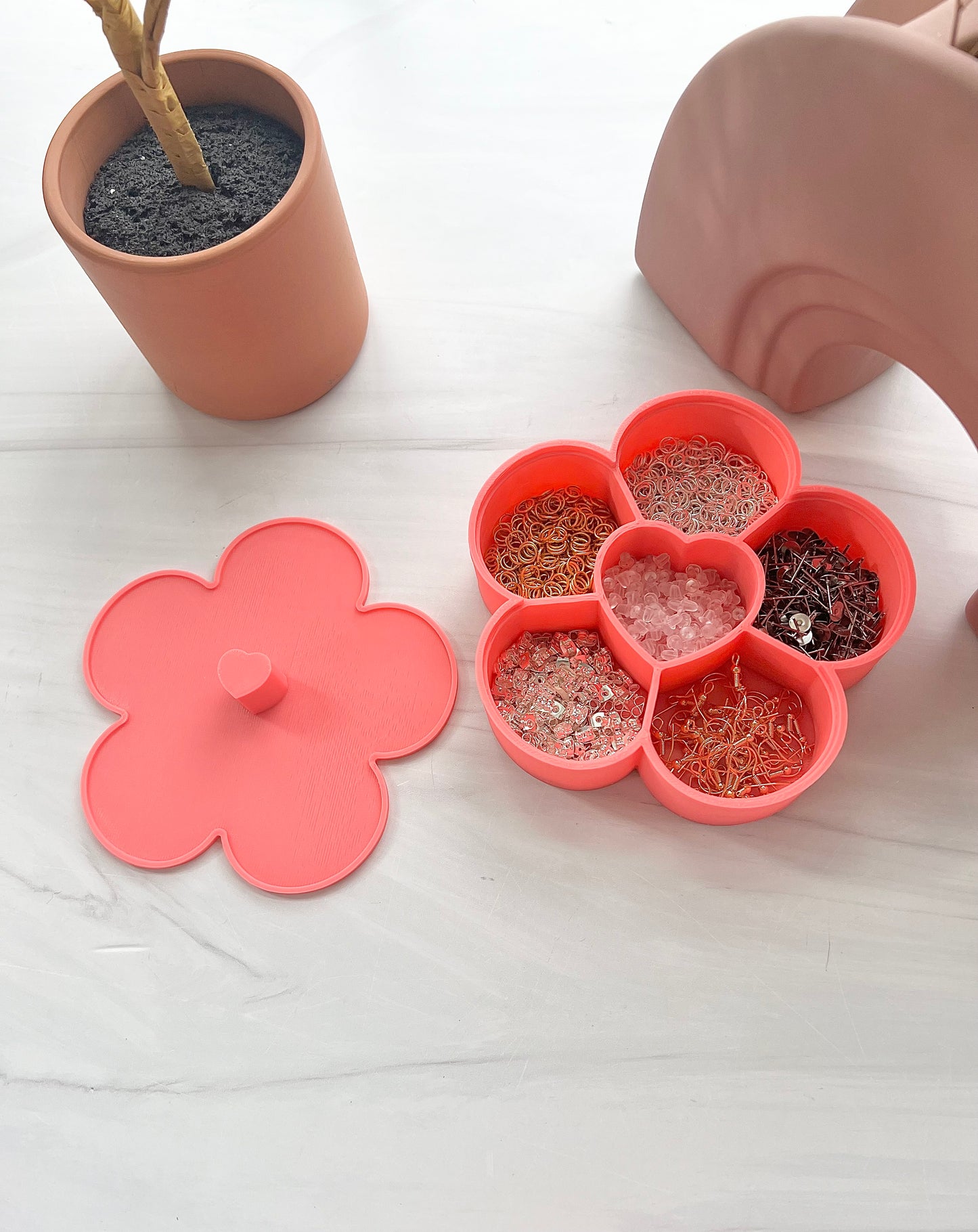 3D Printed Floral Design Storage Organizer with Lid