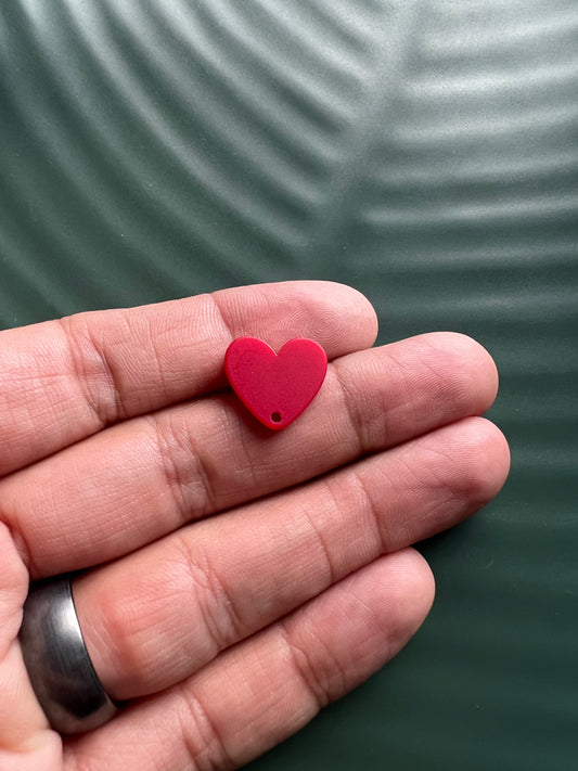 6pcs Red Acrylic Heart Stud Post with Connector
