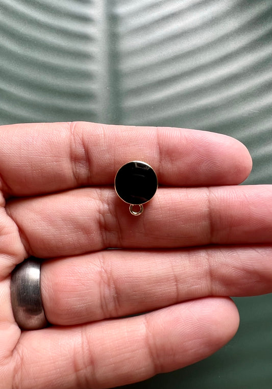 6pcs Black Enamel Filled Stud Posts with Connector