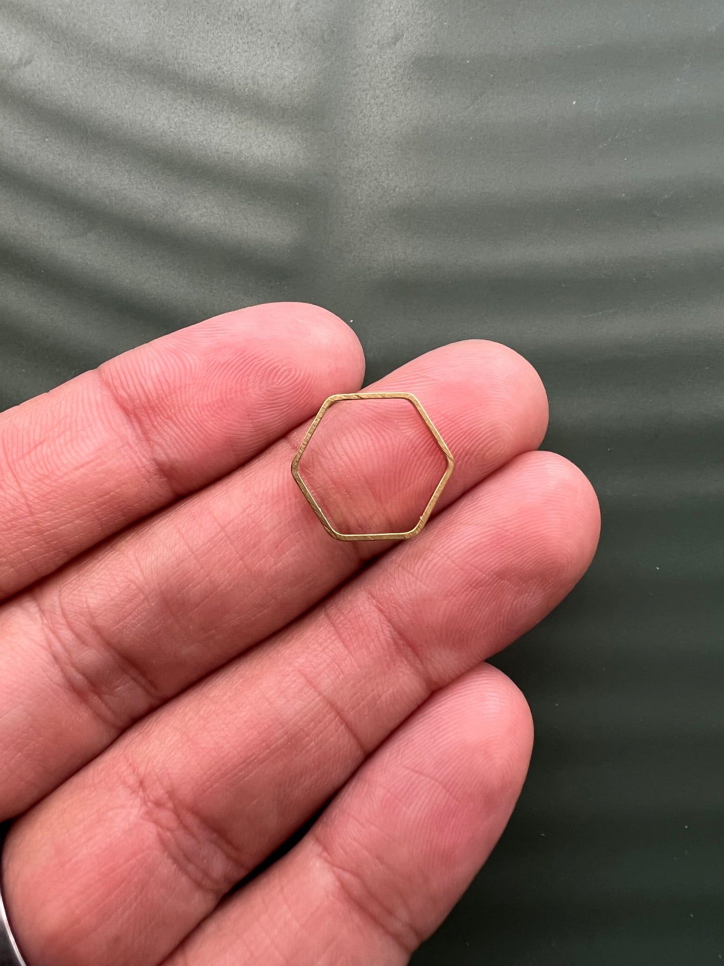 6pcs Small Brass Hexagons - 14mm