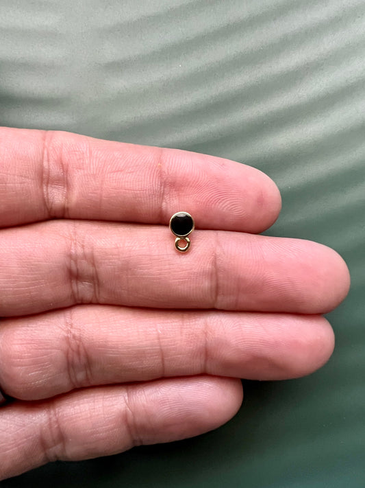 6pcs Small Black Enamel Stud Posts with Connector