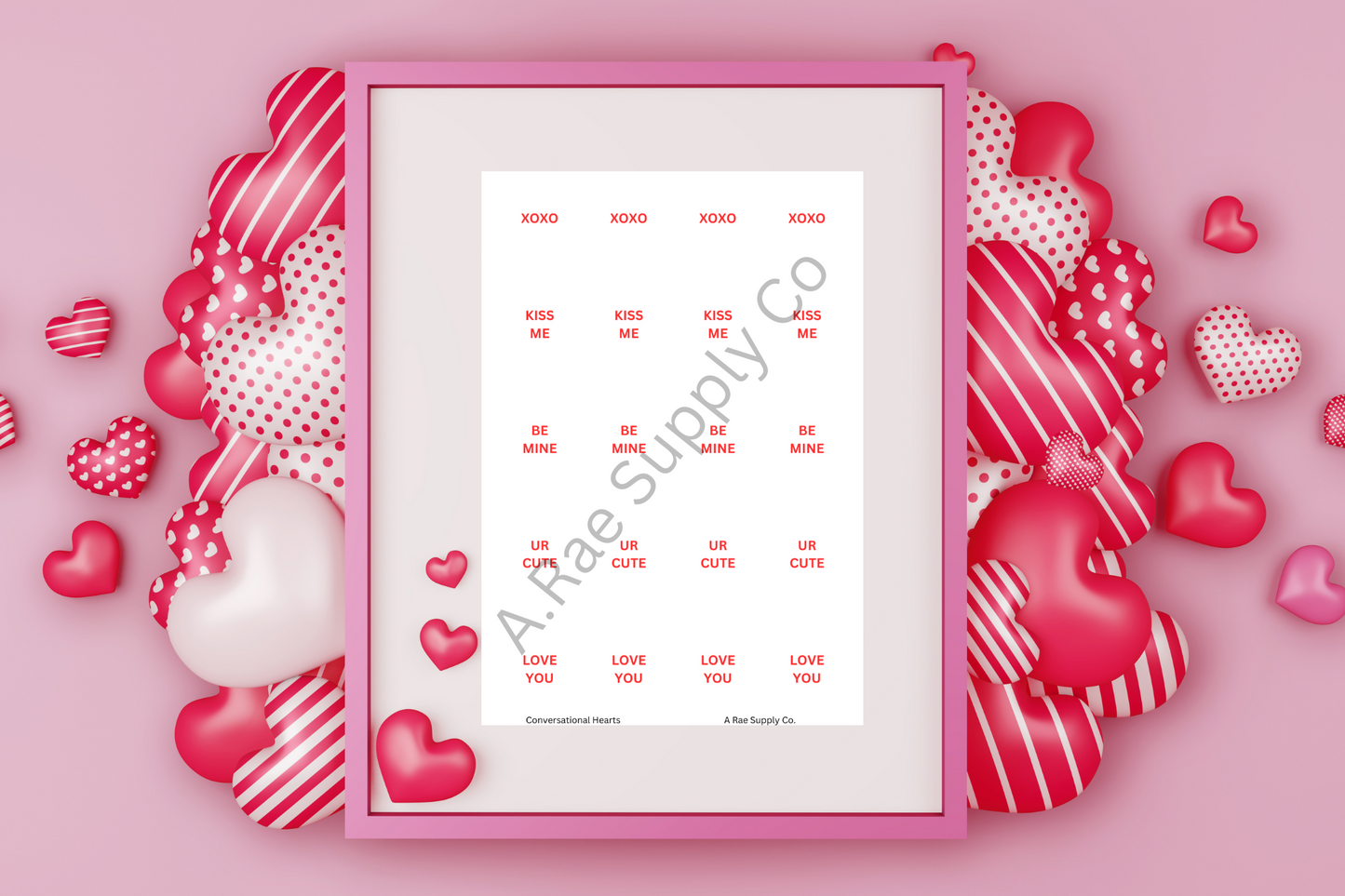 Conversational Hearts Transfer Sheets