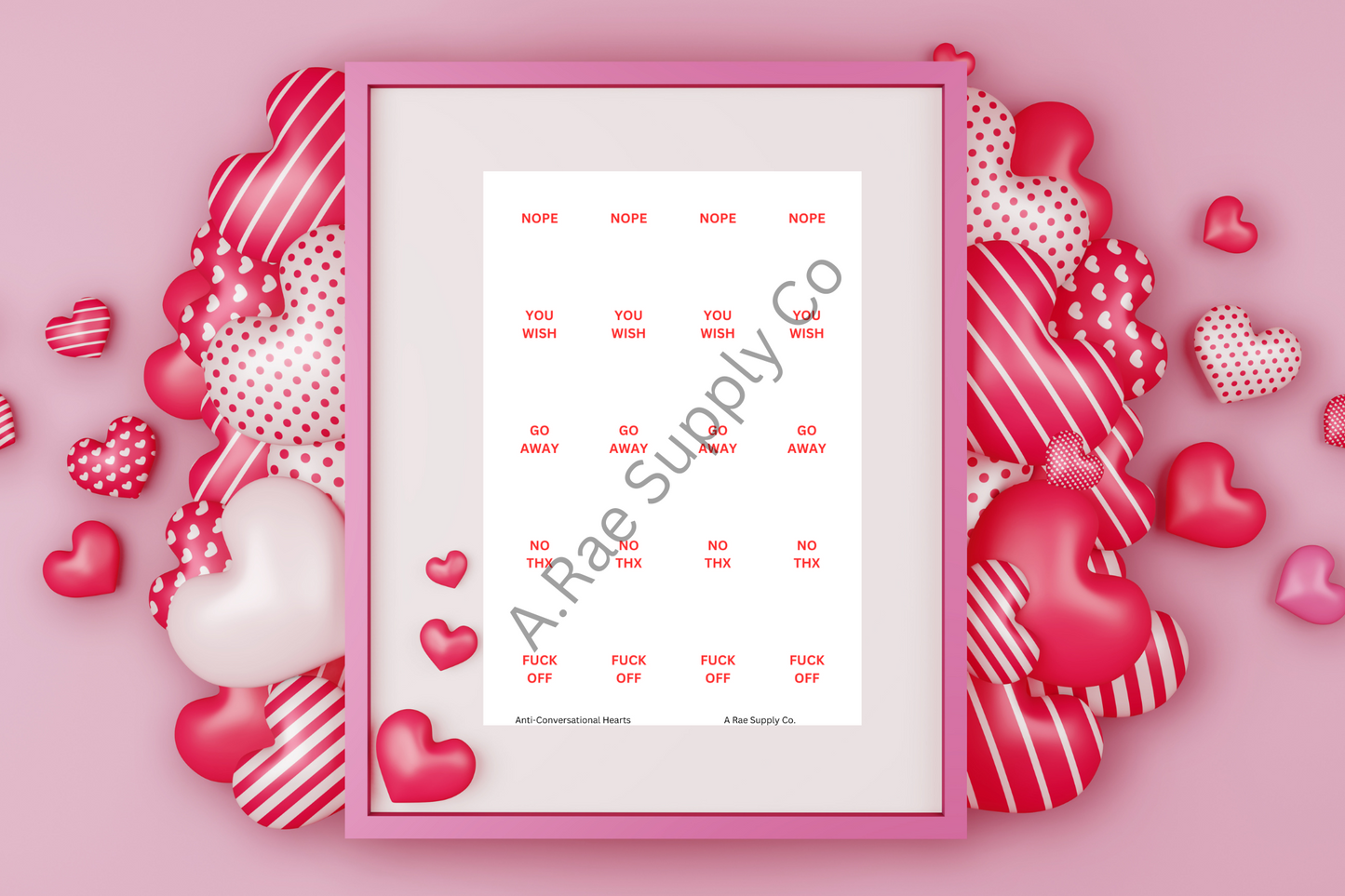 Conversational Hearts Transfer Sheets