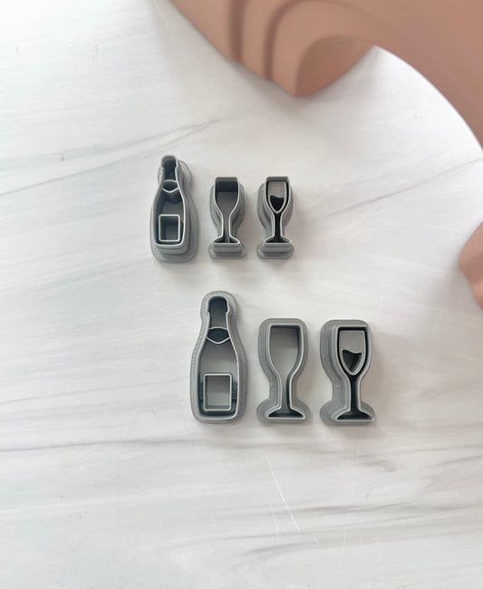 Champagne Bottle and Flute Glasses Cutter Set