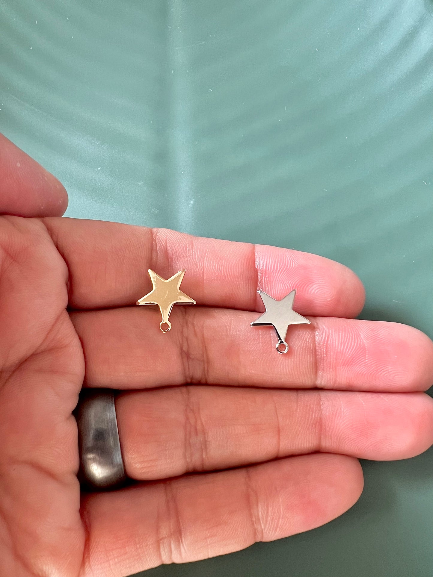 6pcs Gold Plated and Silver Plated Star Stud Post with Connector