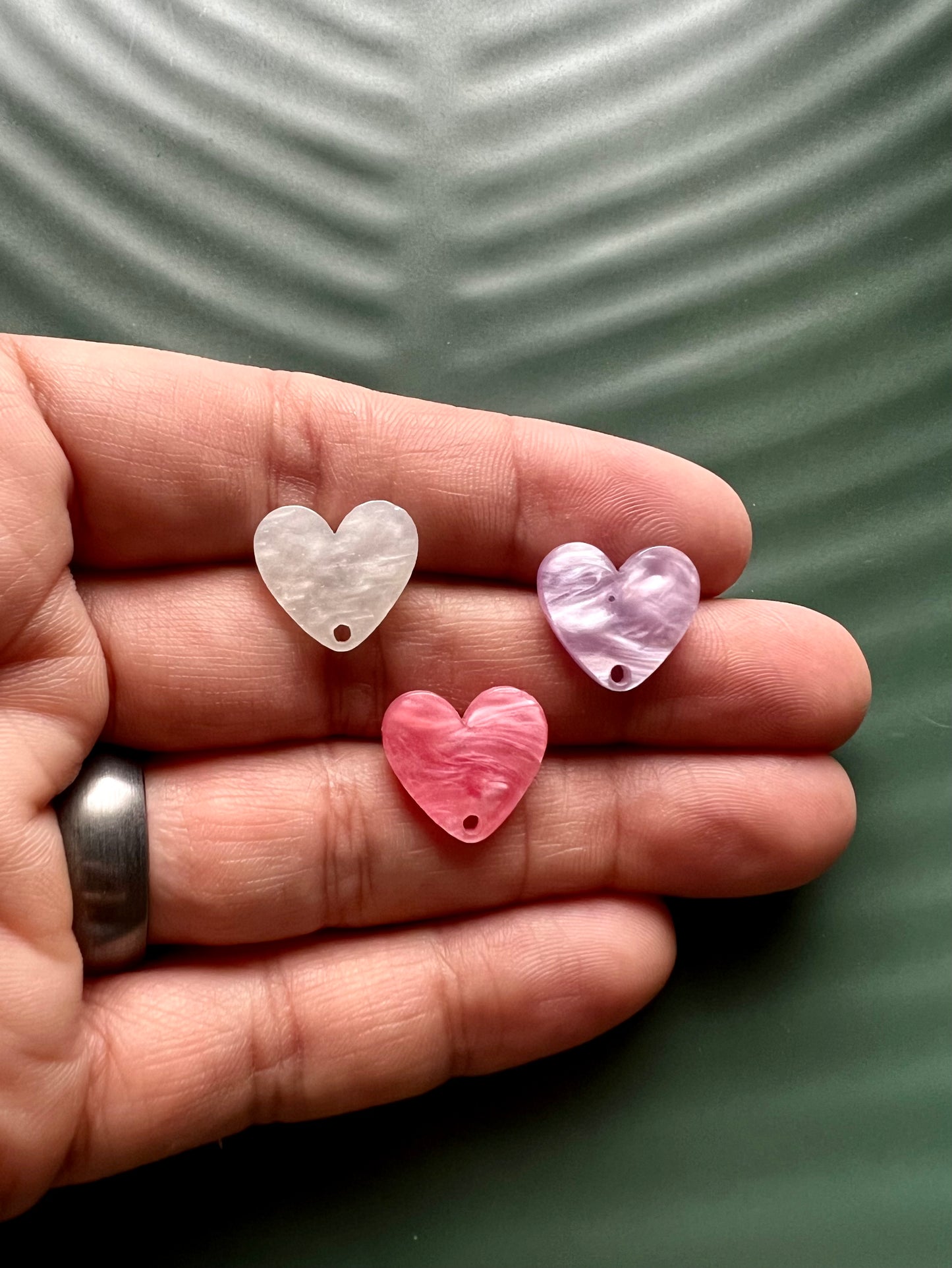 6pcs Acrylic Heart Stud Post with Connector